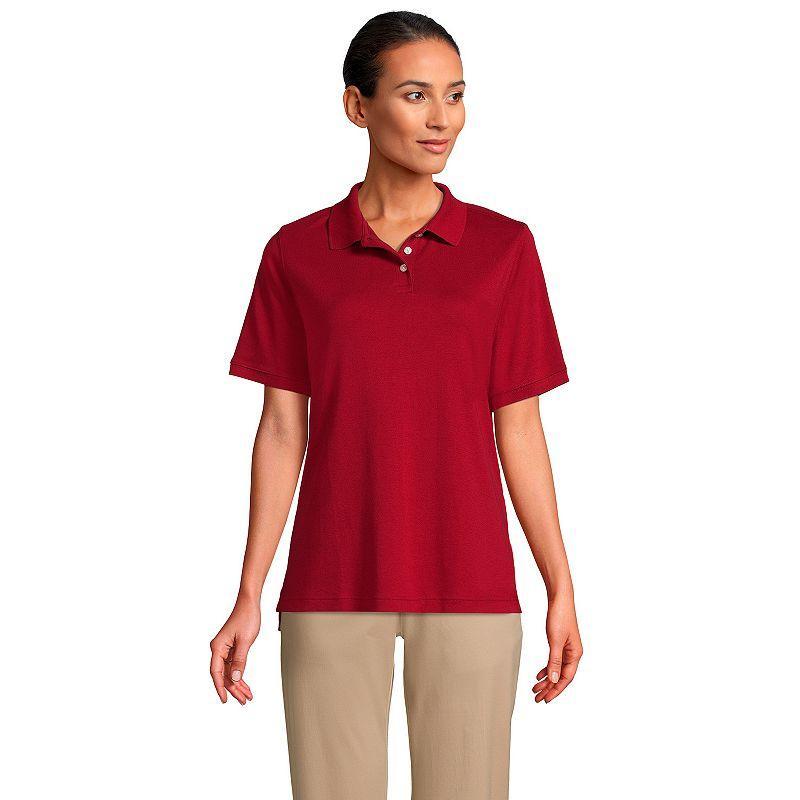 Women's Tall Lands' End School Uniform Short Sleeve Interlock Polo, Size: Small Tall, Blue Product Image