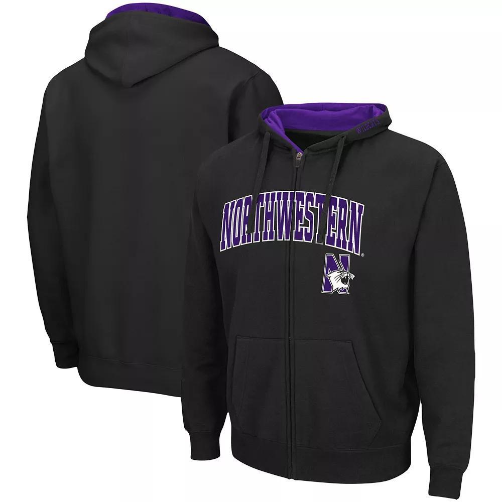 Men's Colosseum Black Northwestern Wildcats Arch & Logo 3.0 Full-Zip Hoodie, Size: Large Product Image