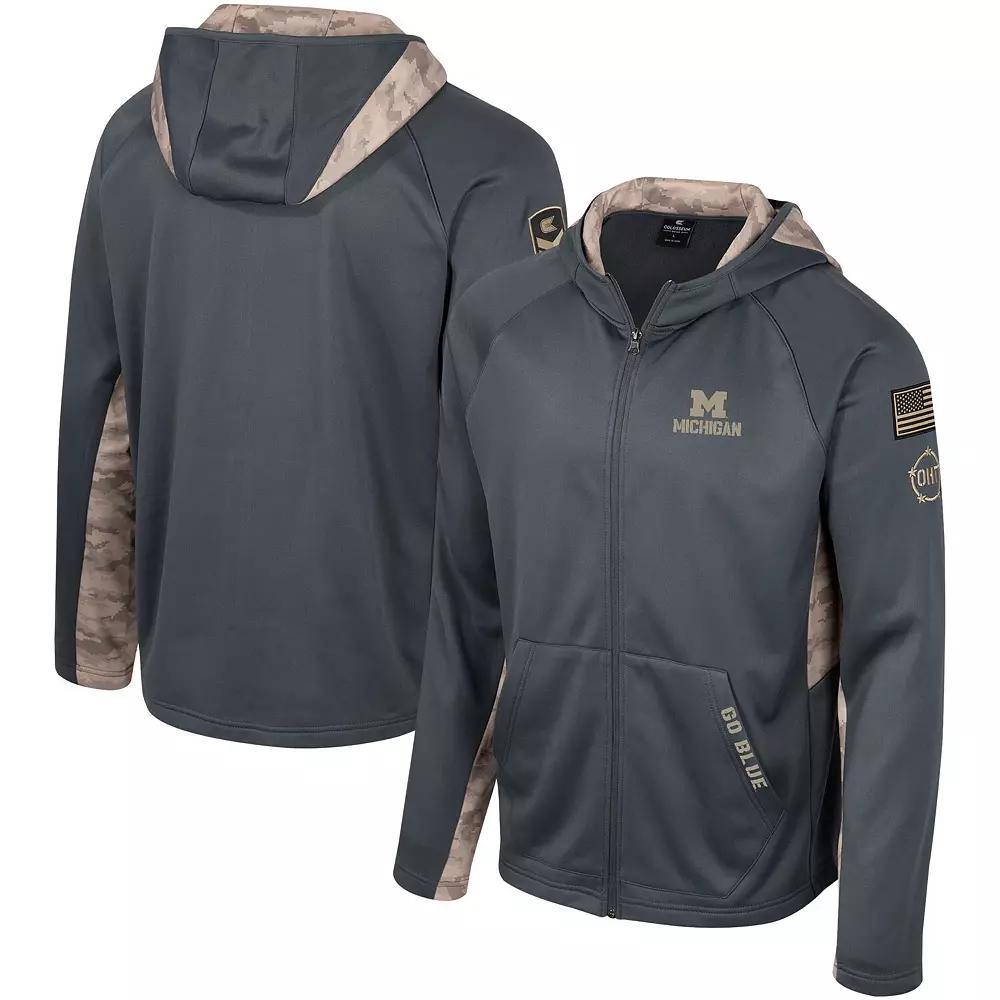 Men's Colosseum Charcoal Notre Dame Fighting Irish OHT Military Appreciation Camo Raglan Full-Zip Hoodie, Size: Medium Product Image