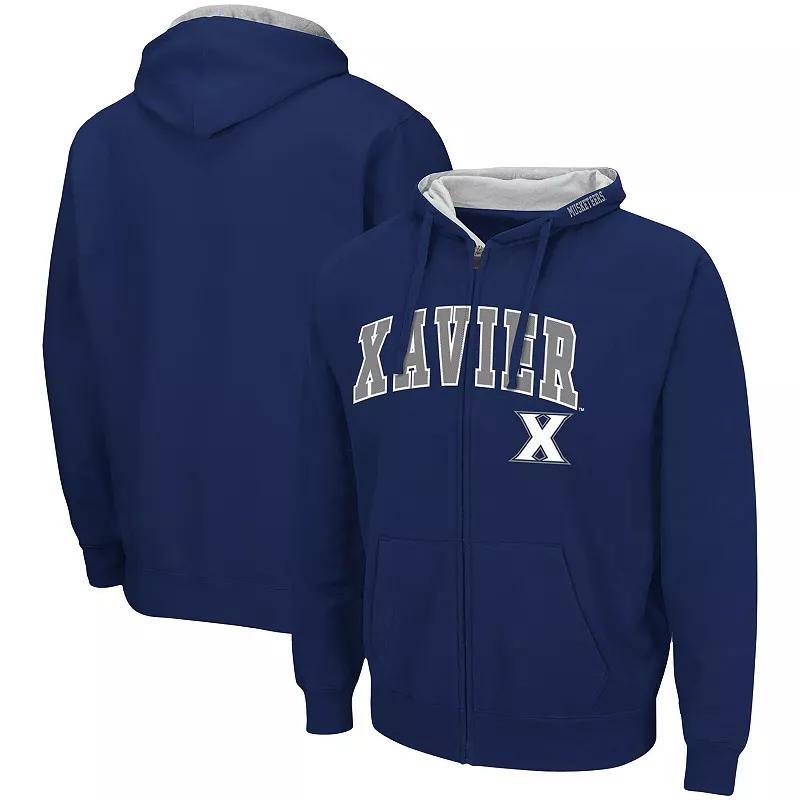 Men's Colosseum Navy Xavier Musketeers Arch & Logo 3.0 Full-Zip Hoodie, Size: XL, Xav Blue Product Image