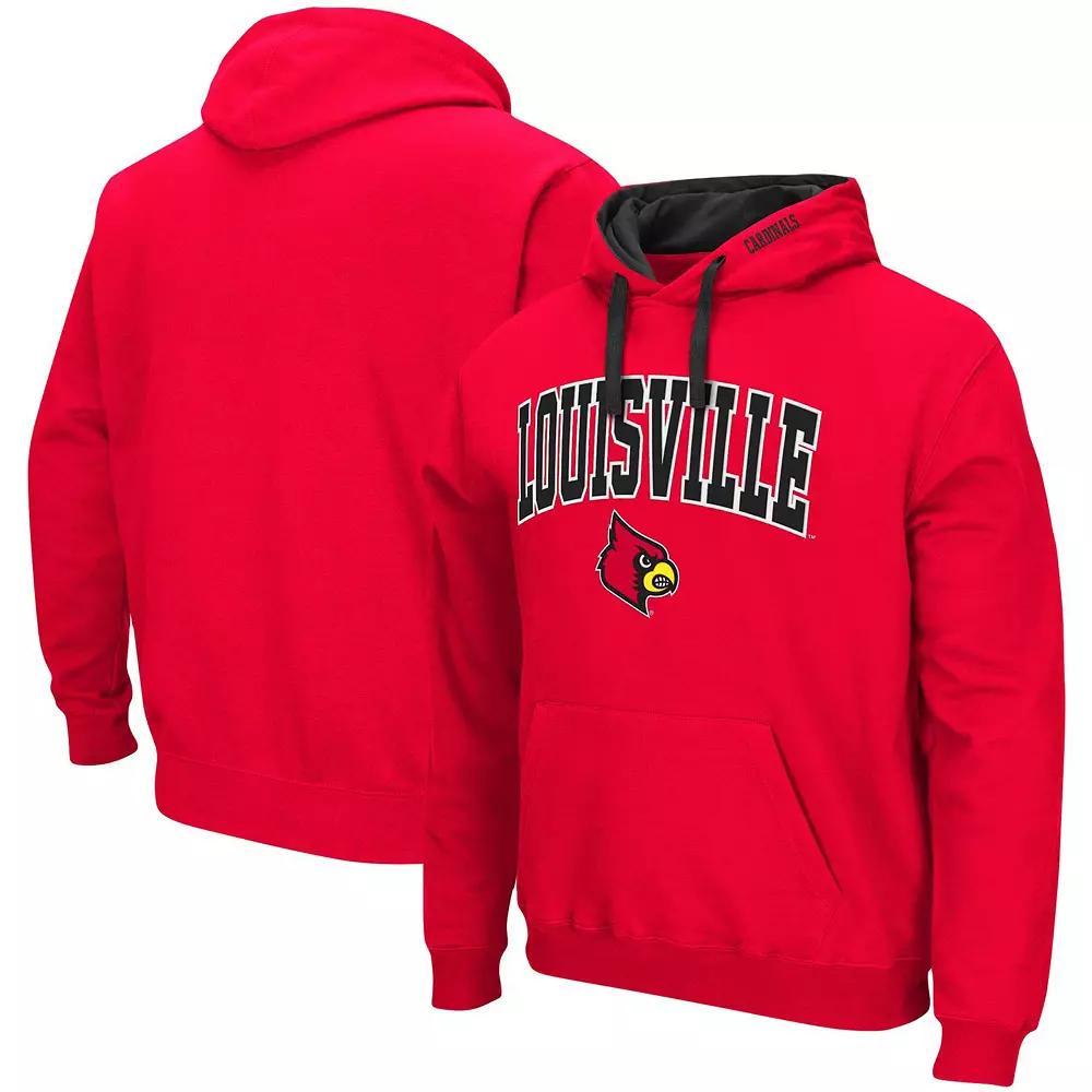 Men's Colosseum Red Louisville Cardinals Big & Tall Arch & Logo 2.0 Pullover Hoodie, Size: 3XB Product Image