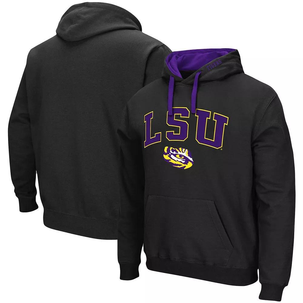 Men's Colosseum Black LSU Tigers Big & Tall Arch & Logo 2.0 Pullover Hoodie, Size: 2XLT Product Image