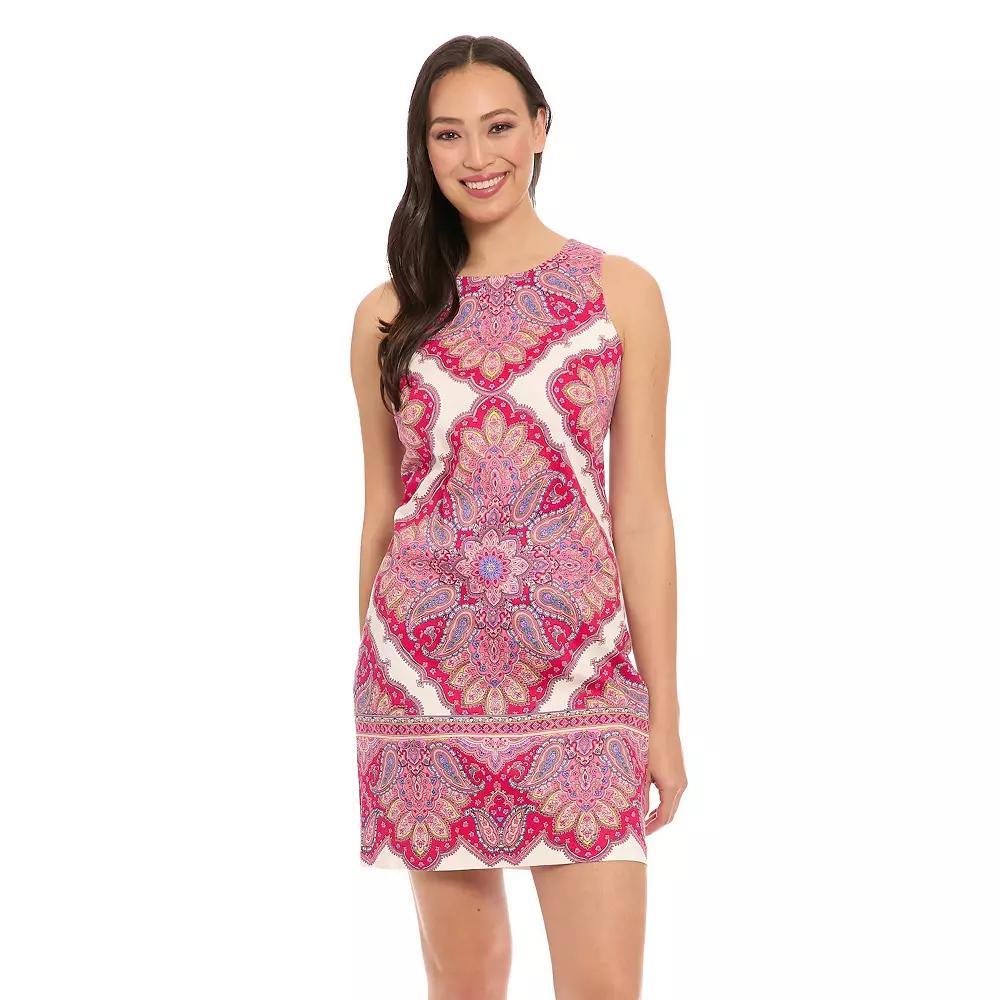 Women's London Times Sleeveless Shift Mini Dress, Size: 6, White Rose Product Image