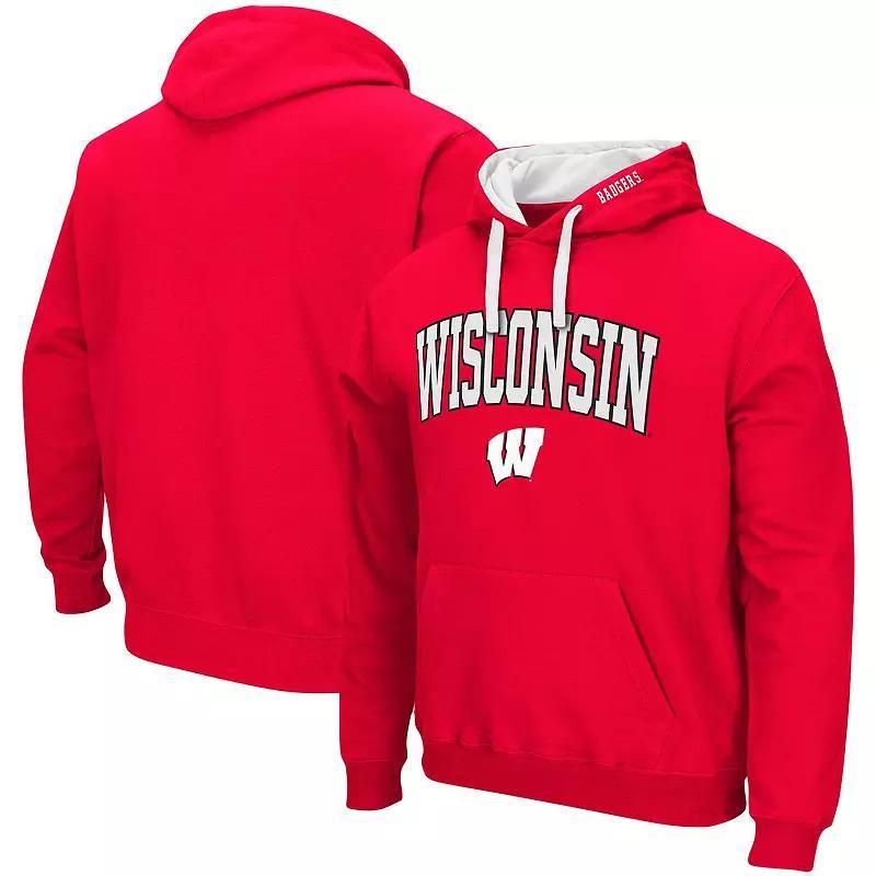 Men's Colosseum Red Wisconsin Badgers Big & Tall Arch & Logo 2.0 Pullover Hoodie, Size: 2XB Product Image
