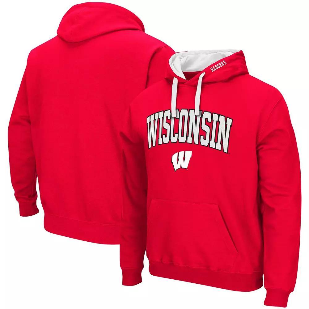 Men's Colosseum Red Wisconsin Badgers Big & Tall Arch & Logo 2.0 Pullover Hoodie, Size: 2XB Product Image