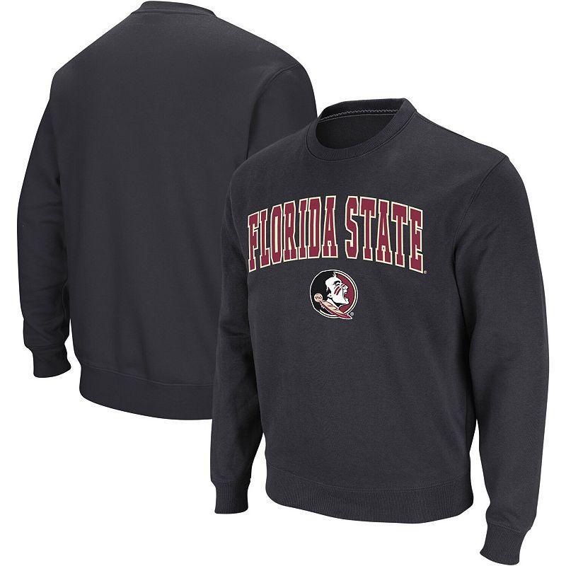 Men's Colosseum Black Iowa Hawkeyes Arch & Logo Crew Neck Sweatshirt, Size: Large Product Image