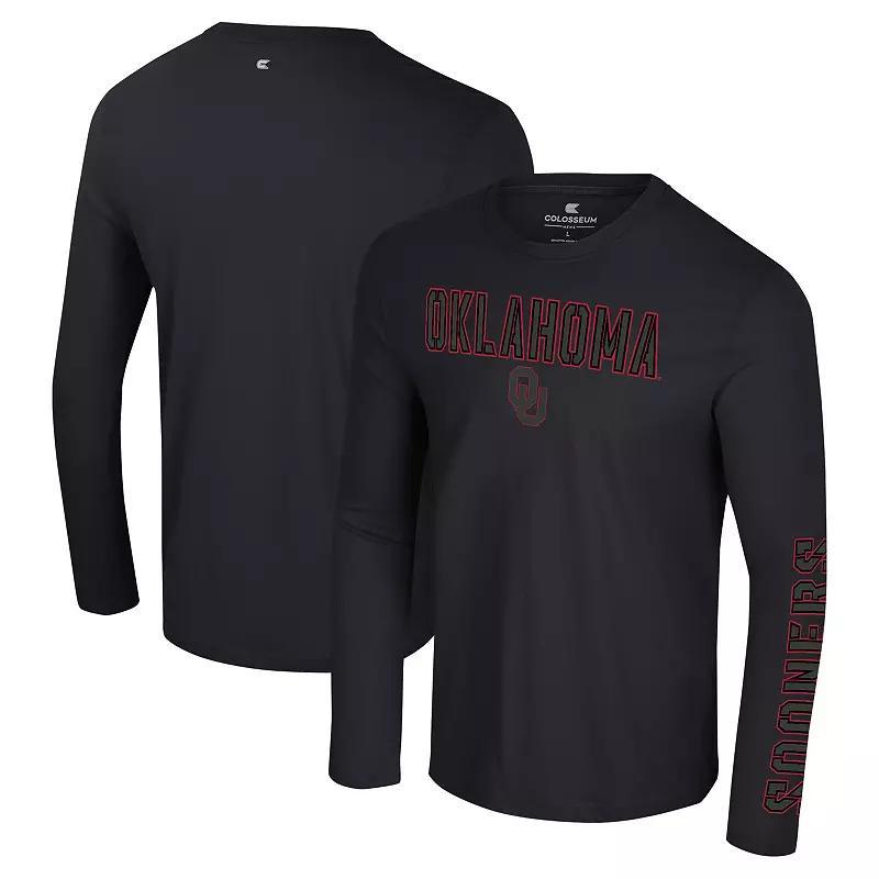 Men's Colosseum Black Oklahoma Sooners Color Pop Active Blend 2-Hit Long Sleeve T-Shirt, Size: 2XL Product Image