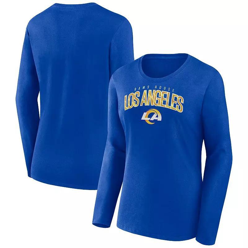 Women's Fanatics Branded Royal Los Angeles Rams Plus Size Measure Distance Scoop Neck Long Sleeve T-Shirt, Size: 4XL, Blue Product Image