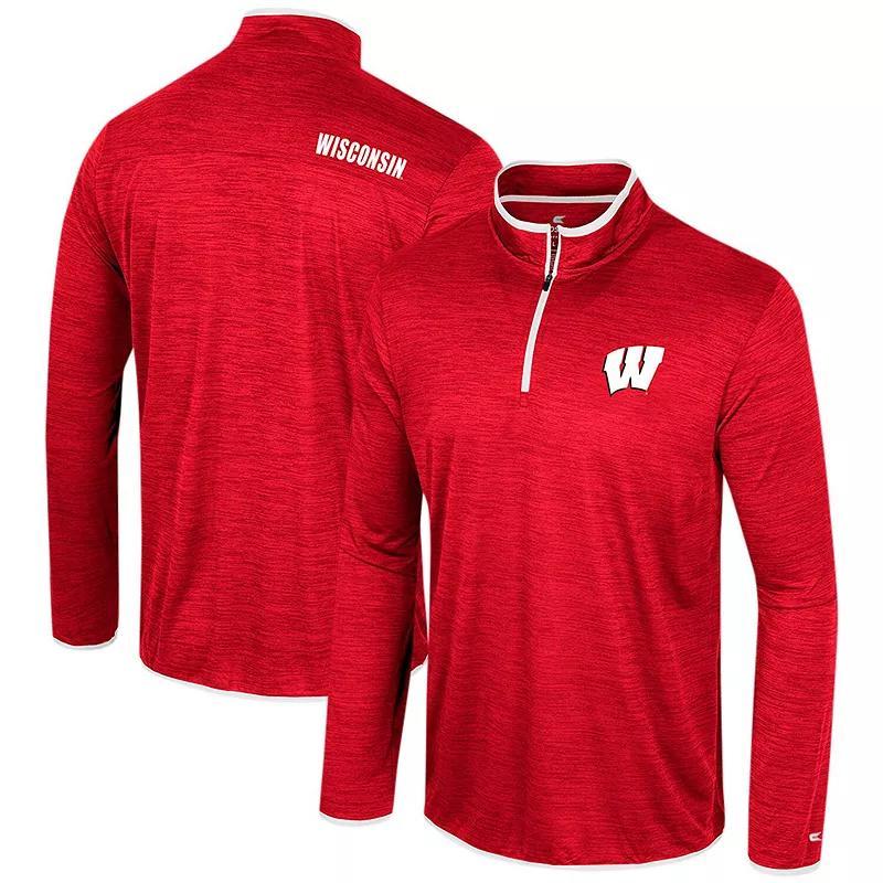Men's Colosseum Red Wisconsin Badgers Wright Quarter-Zip Windshirt, Size: Large Product Image