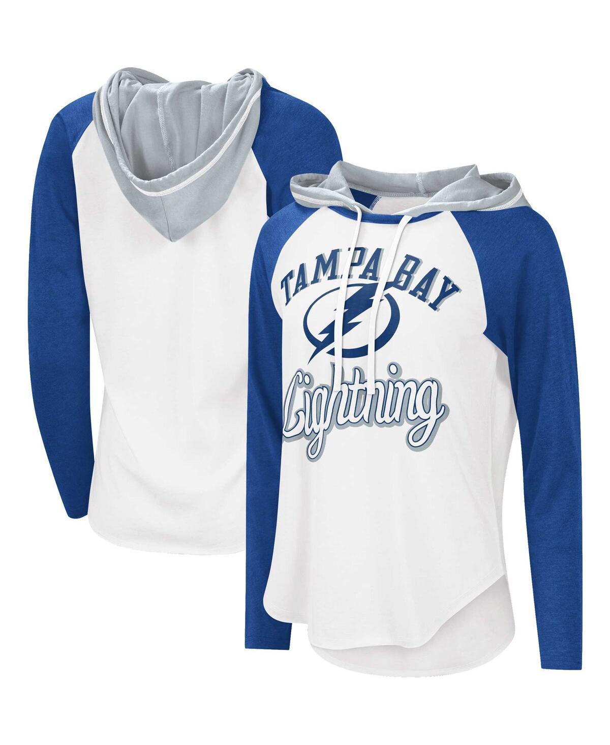 Women's G-III Sports by Carl Banks White/Blue Tampa Bay Lightning MVP Raglan Lightweight Hooded T-Shirt, Size: XL, Lgh White Product Image