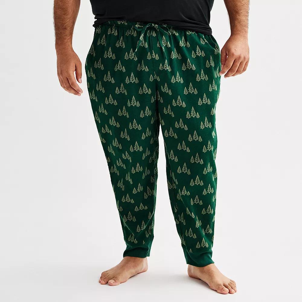 Big & Tall Sonoma Goods For Life® Flannel Banded Bottom Pajama Pants, Men's, Size: 4XB, Green Pine Print Product Image
