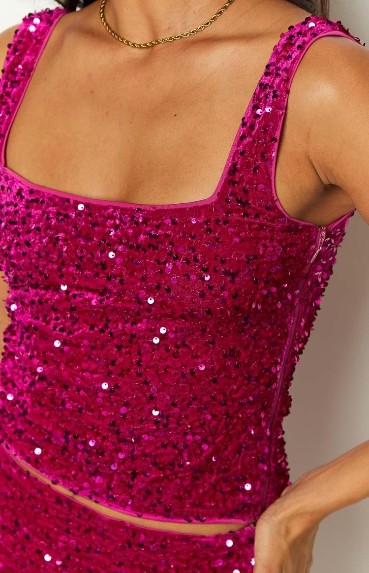 Glitz Magenta Sparkle Crop Top Product Image