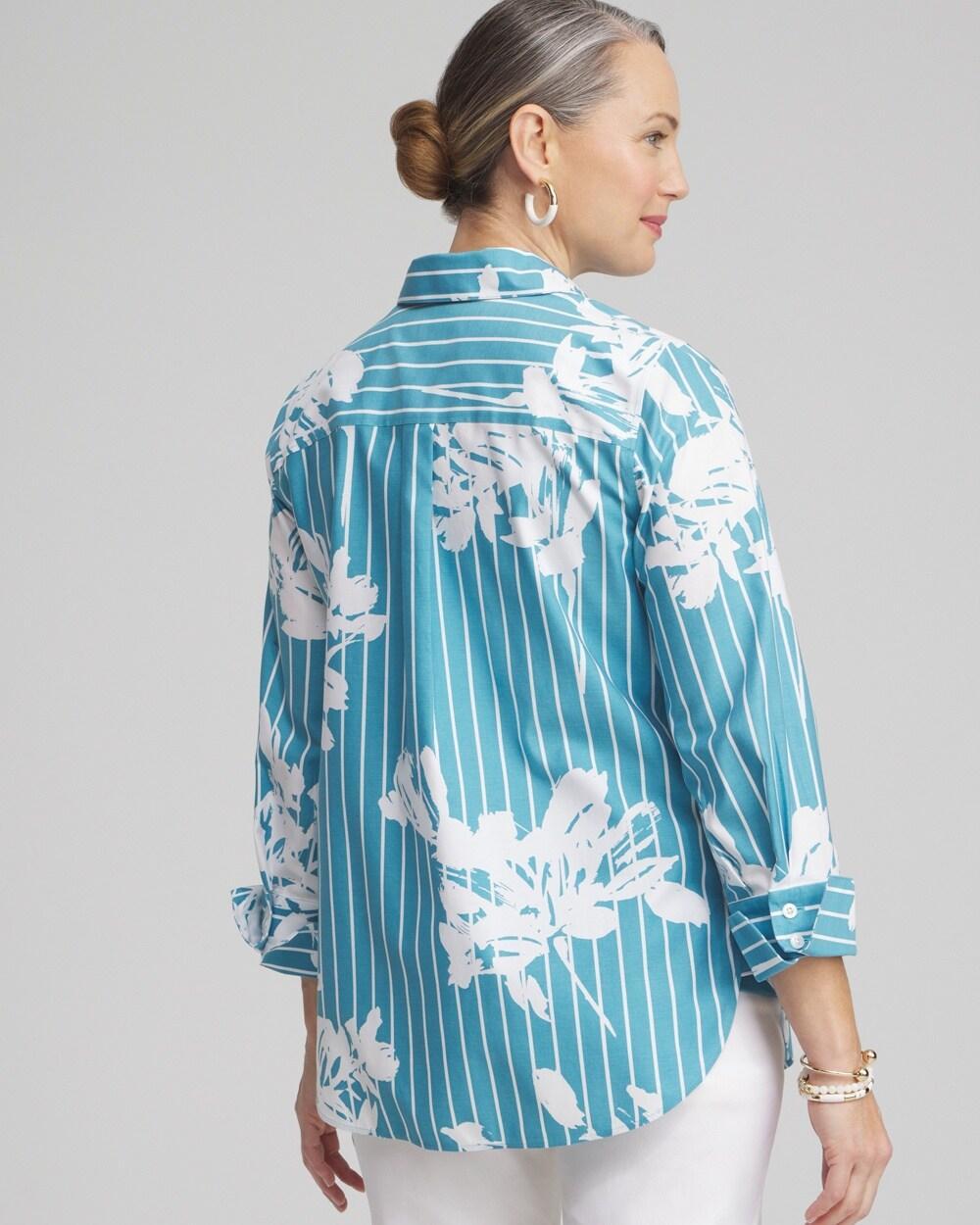 No Iron™ Stretch Iris Print 3/4 Sleeve Shirt Product Image