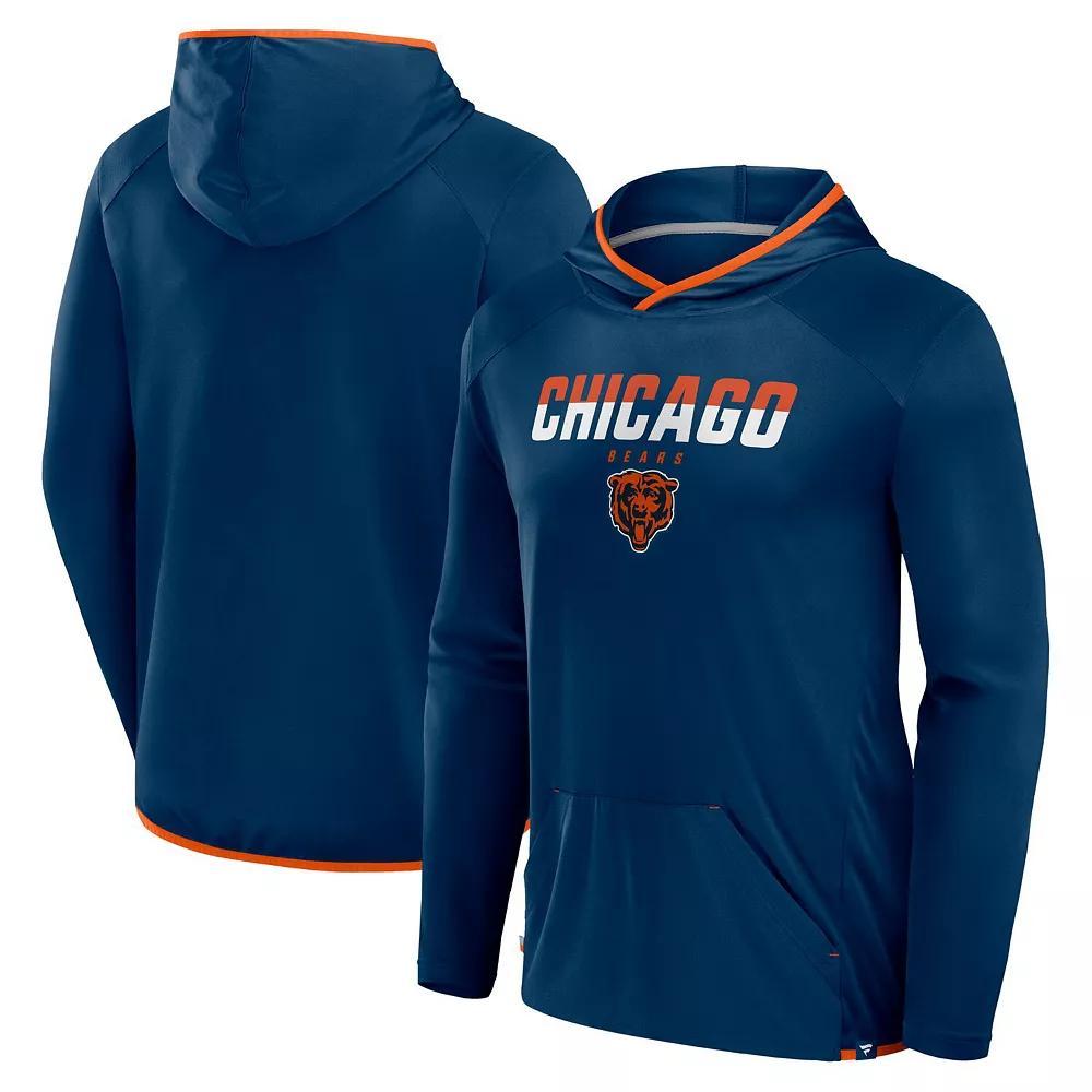 Men's Fanatics Navy Chicago Bears Transitional Defender Hoodie Long Sleeve T-Shirt, Size: Medium, Blue Product Image