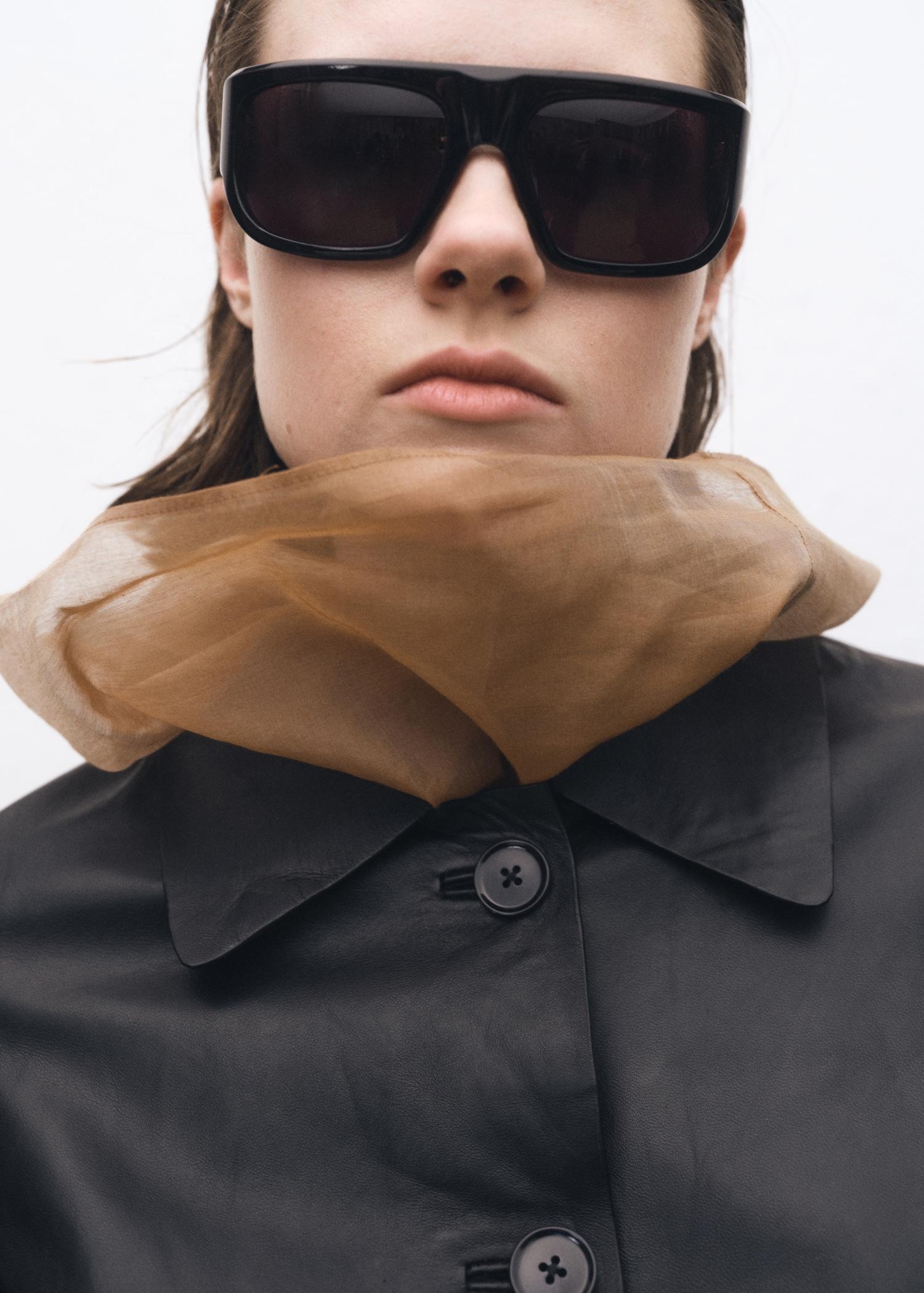 Buttoned leather jacket - Women | MANGO USA Product Image