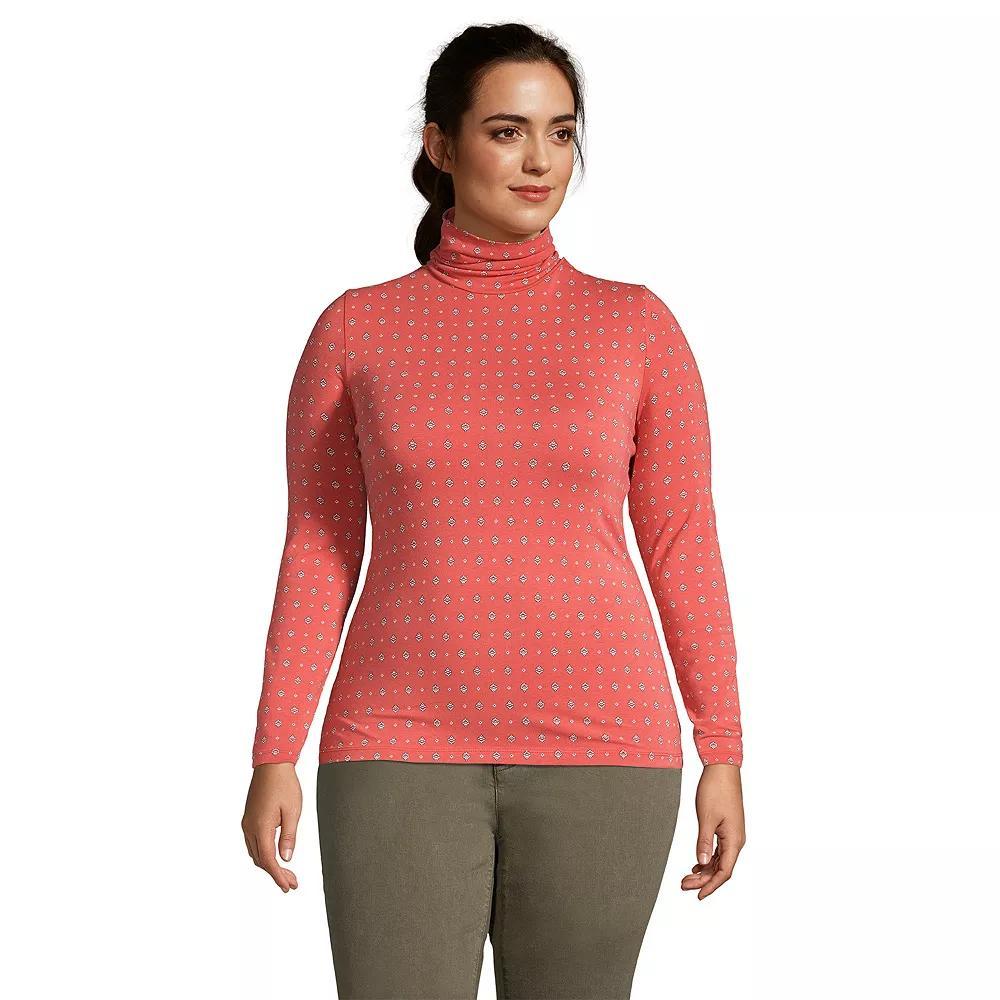 Plus Size Lands' End Lightweight Fitted Long Sleeve Turtleneck, Women's, Size: 1XL, White Product Image