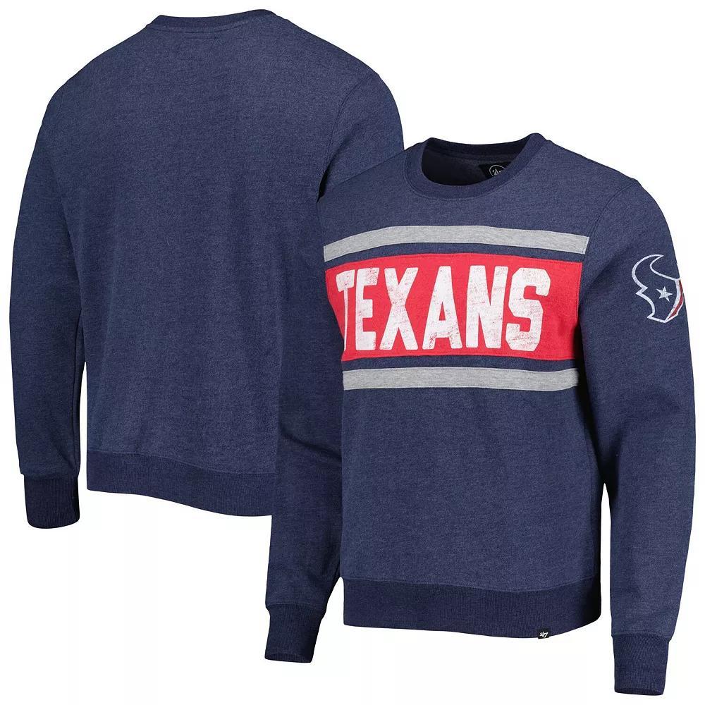 Men's '47 Heather Navy Houston Texans Bypass Tribeca Pullover Sweatshirt, Size: 2XL, Blue Product Image
