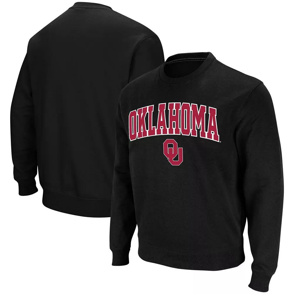 Men's Colosseum Black Oklahoma Sooners Arch & Logo Crew Neck Sweatshirt, Size: 2XL Product Image