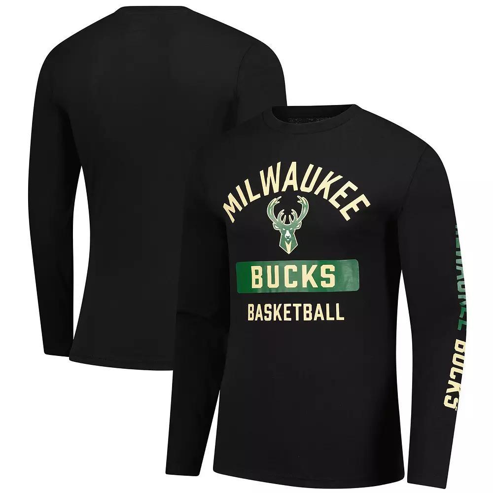 Men's Fanatics  Black Milwaukee Bucks Long Sleeve T-Shirt, Size: 4XL Product Image
