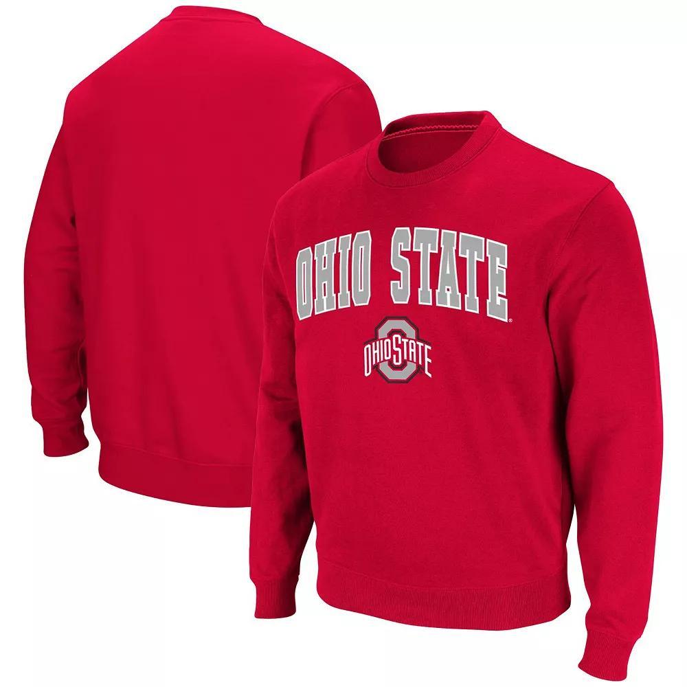 Men's Colosseum Scarlet Ohio State Buckeyes Team Arch & Logo Tackle Twill Pullover Sweatshirt, Size: Large, Red Product Image