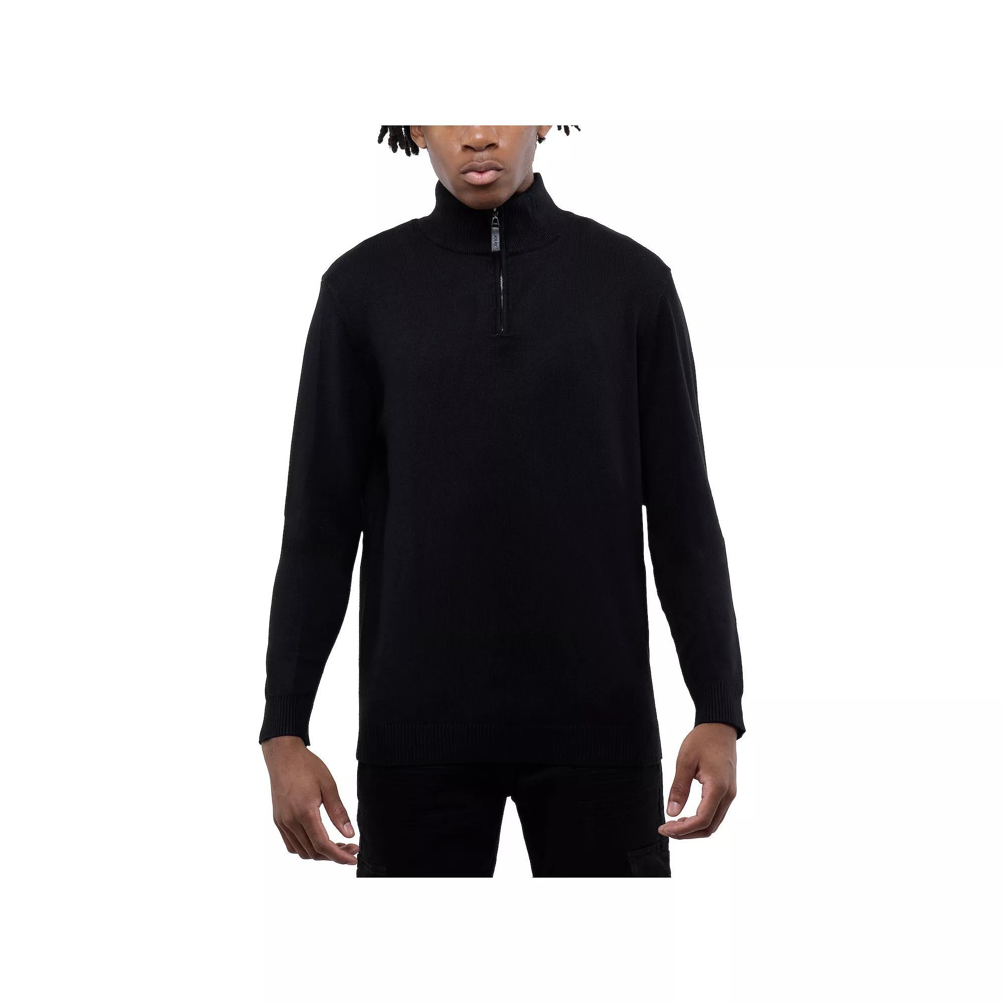 Men's Xray Quarter Zip Mockneck Sweater, Size: Medium, Black Product Image