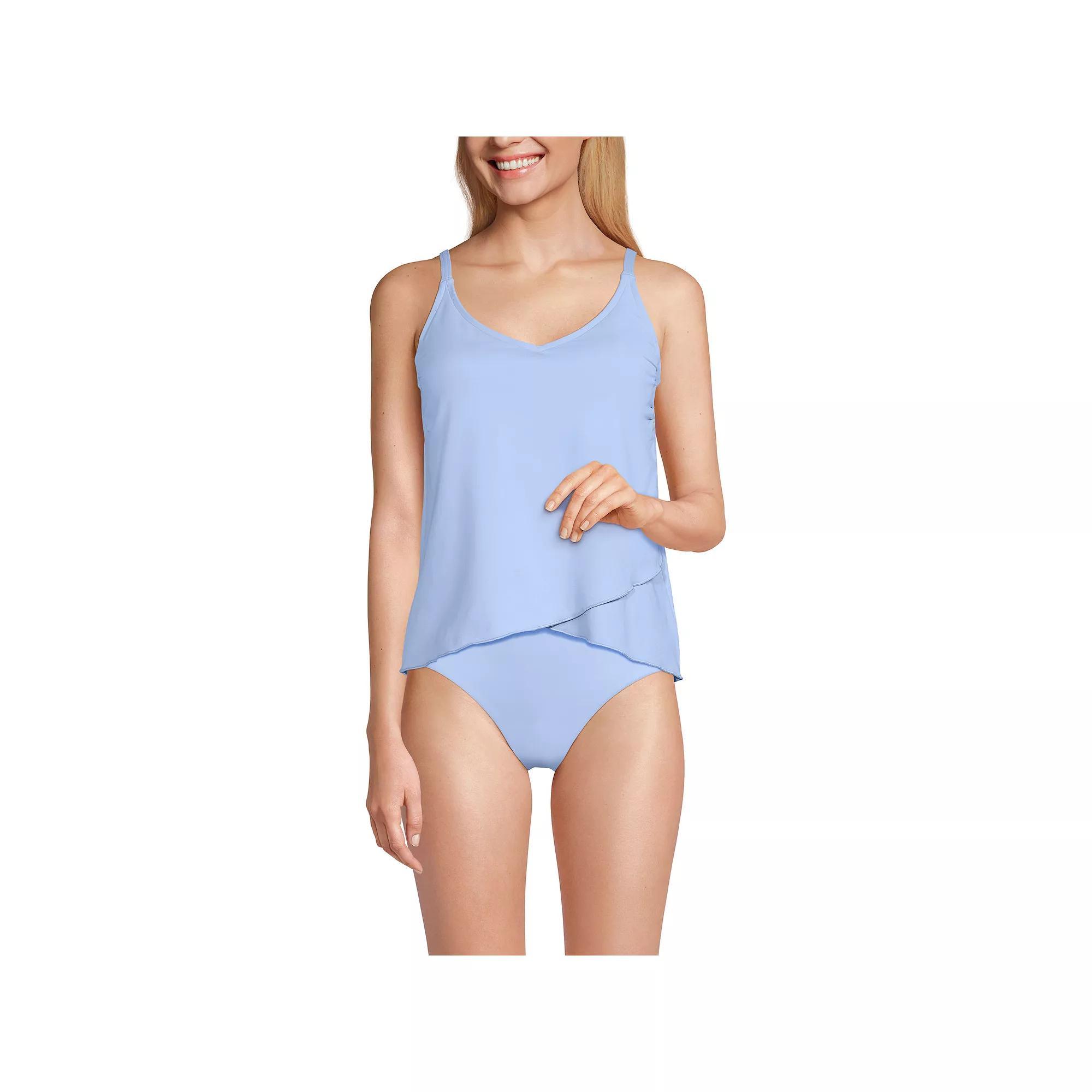 Women's Lands' End Chlorine Resistant Tulip Hem Tankini Swimsuit Top, Size: XS, Soft Cloud Blue Product Image