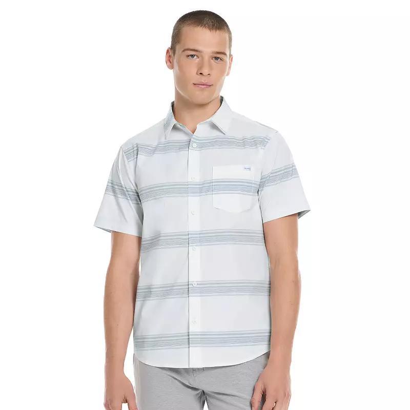 Men's Hurley Tropical Print Short Sleeve Button-Up Shirt, Size: XXL, Brown Bone Product Image