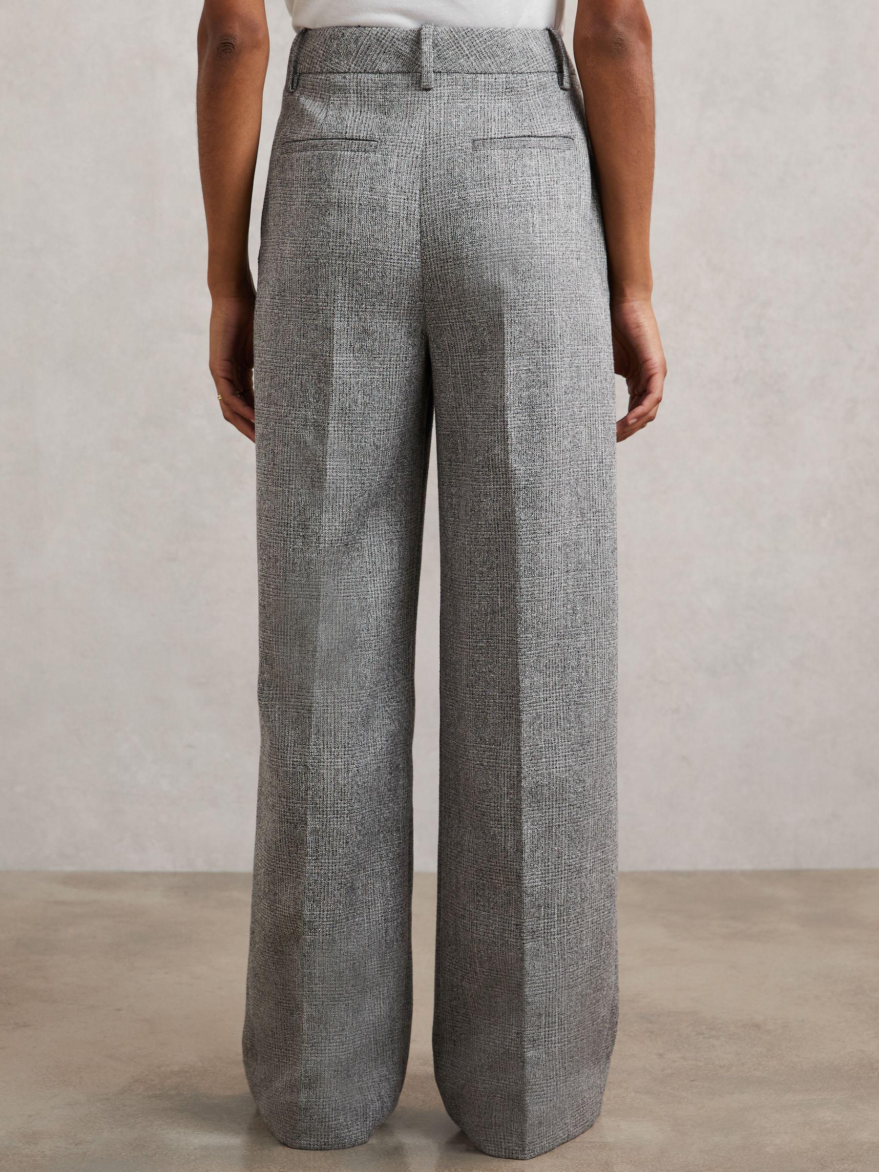 Wide-Leg Textured Suit Trousers in Grey Product Image