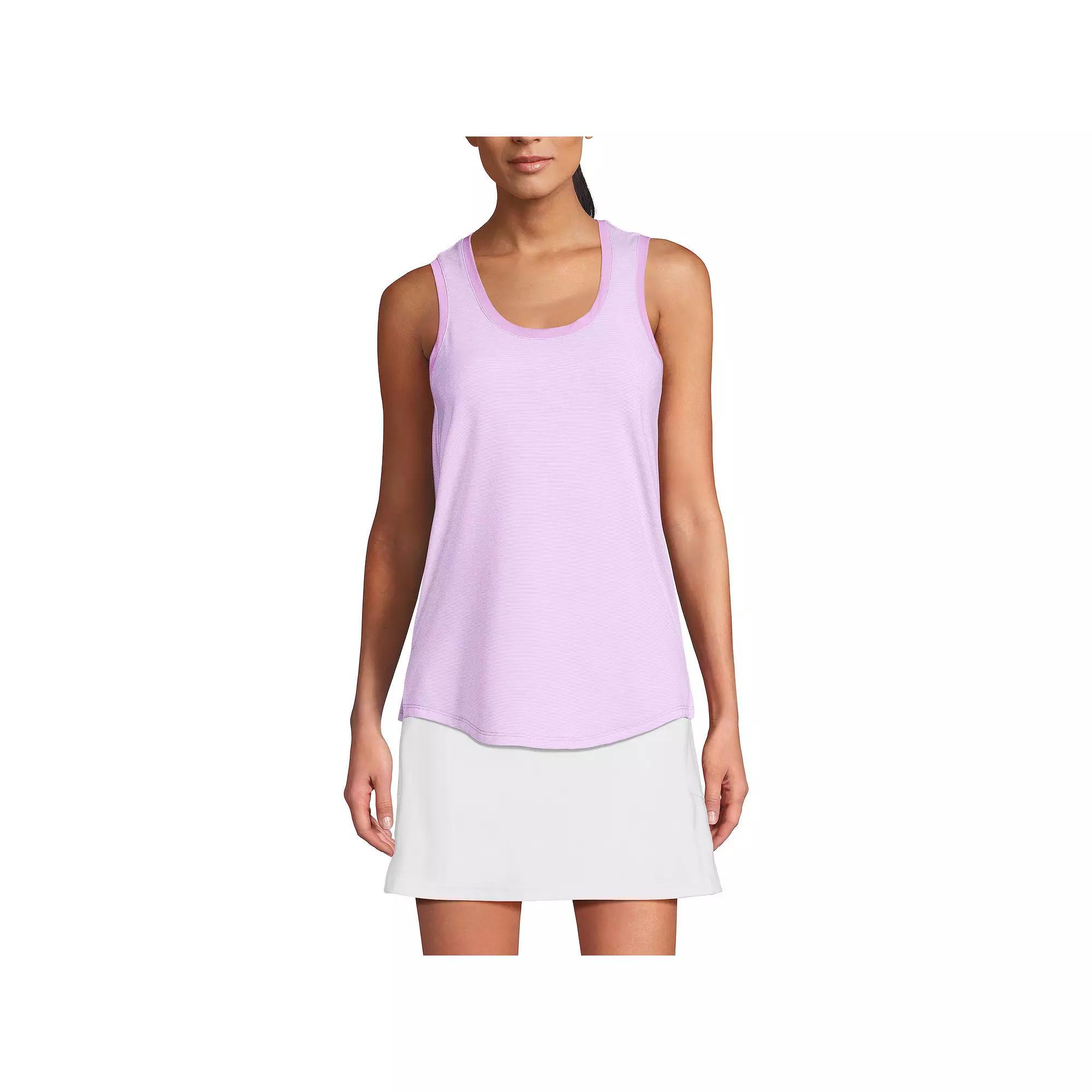 Petite Lands' End Sleeveless Power Performance Scoop Neck Tunic Tank, Women's, Size: XL Petite, Wild Purple Pinstripe Product Image