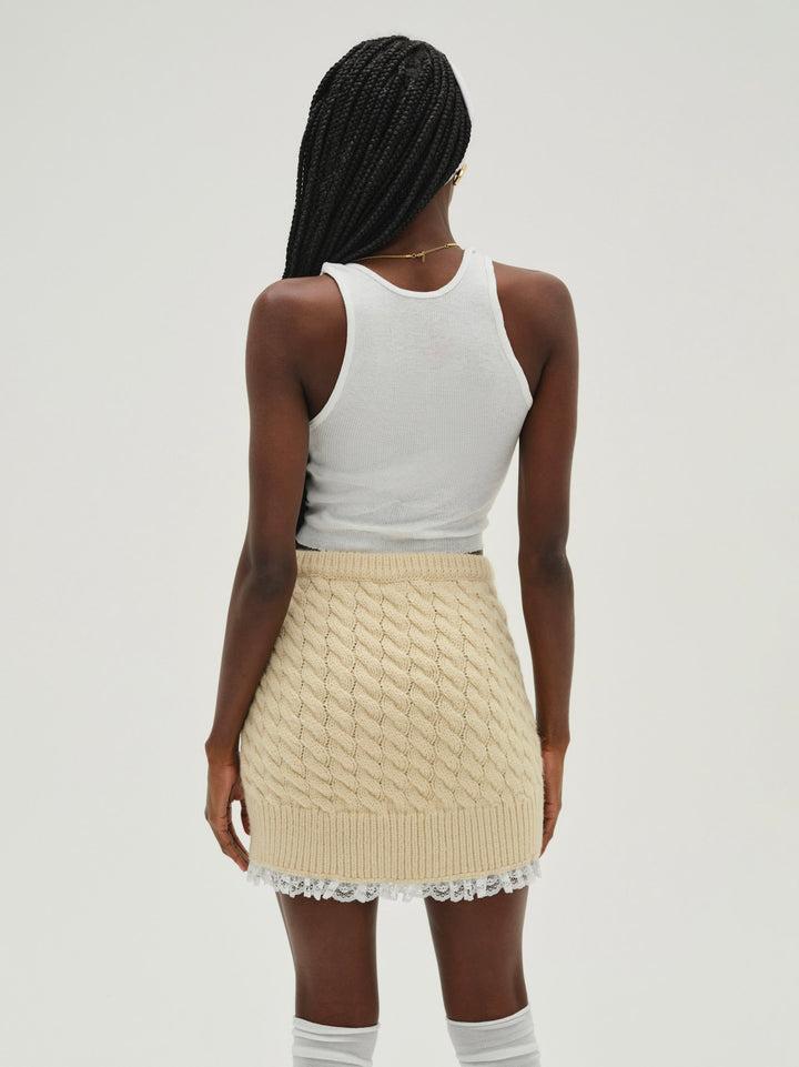 Milana Knit Mini Skirt — Ivory Product Image