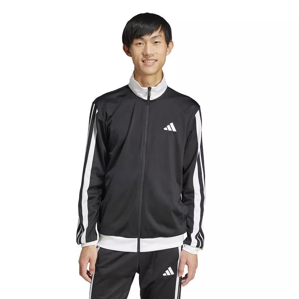 Men's adidas Colorblock 3-Stripes Tricot Sportswear Track Jacket, Size: XXL, Black Product Image