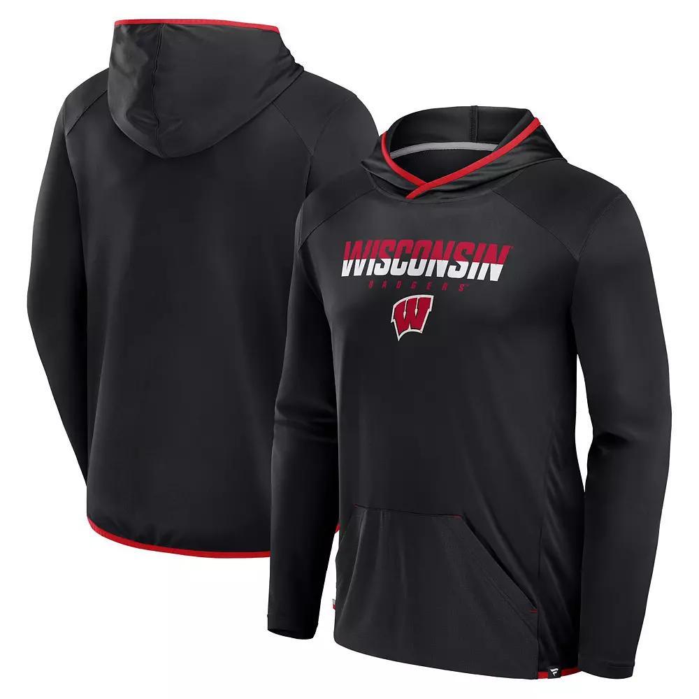 Men's Fanatics Black/Red Wisconsin Badgers Transitional Hoodie T-Shirt, Size: Small Product Image