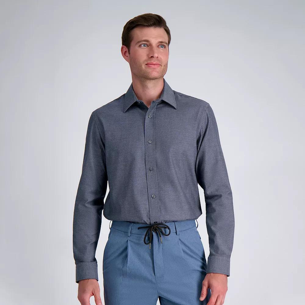 Mens Haggar Premium Comfort Classic Fit Dress Shirt Grey Texture Product Image