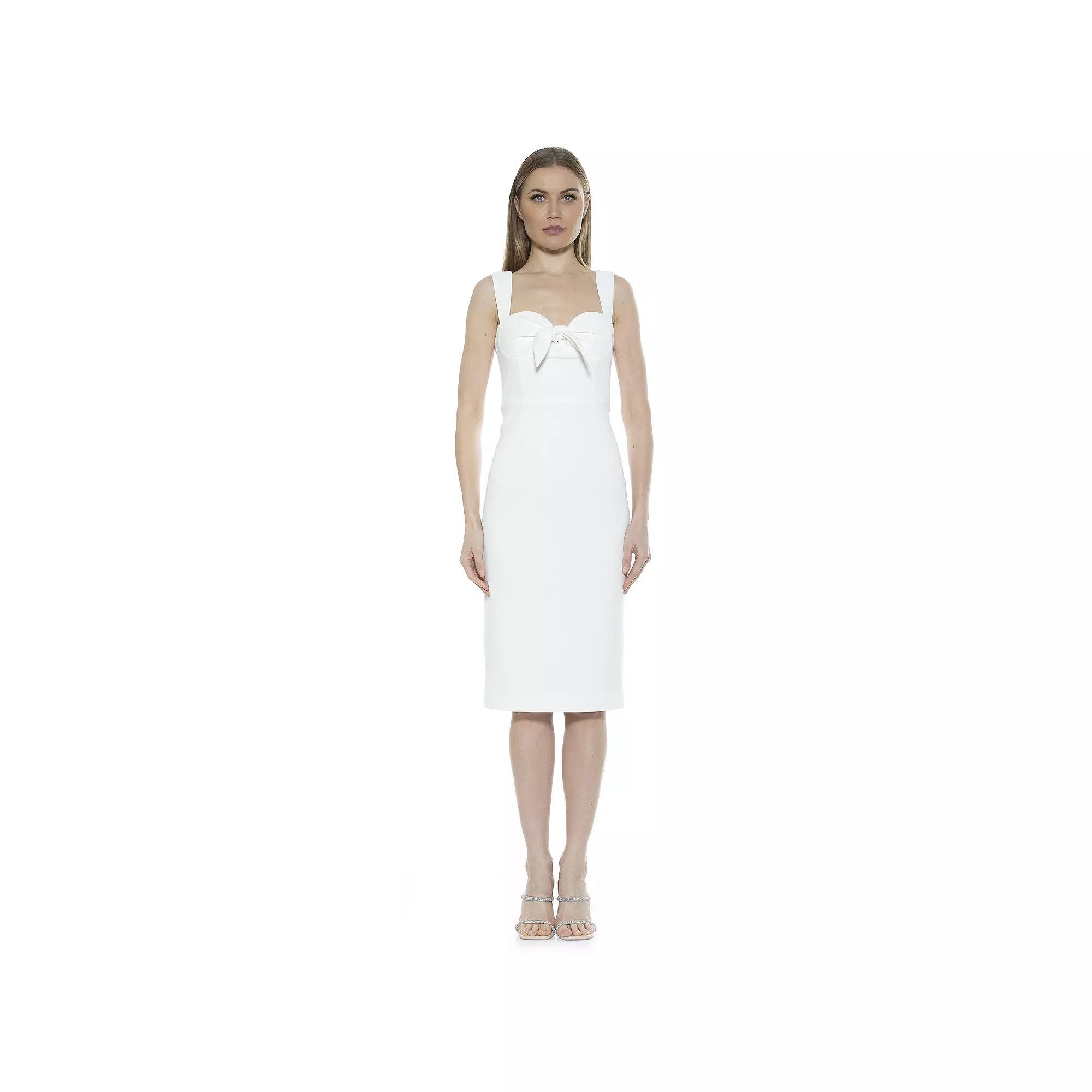 Women's ALEXIA ADMOR Front Bow Juniper Midi Sheath Dress, Size: 8, Ivory Product Image