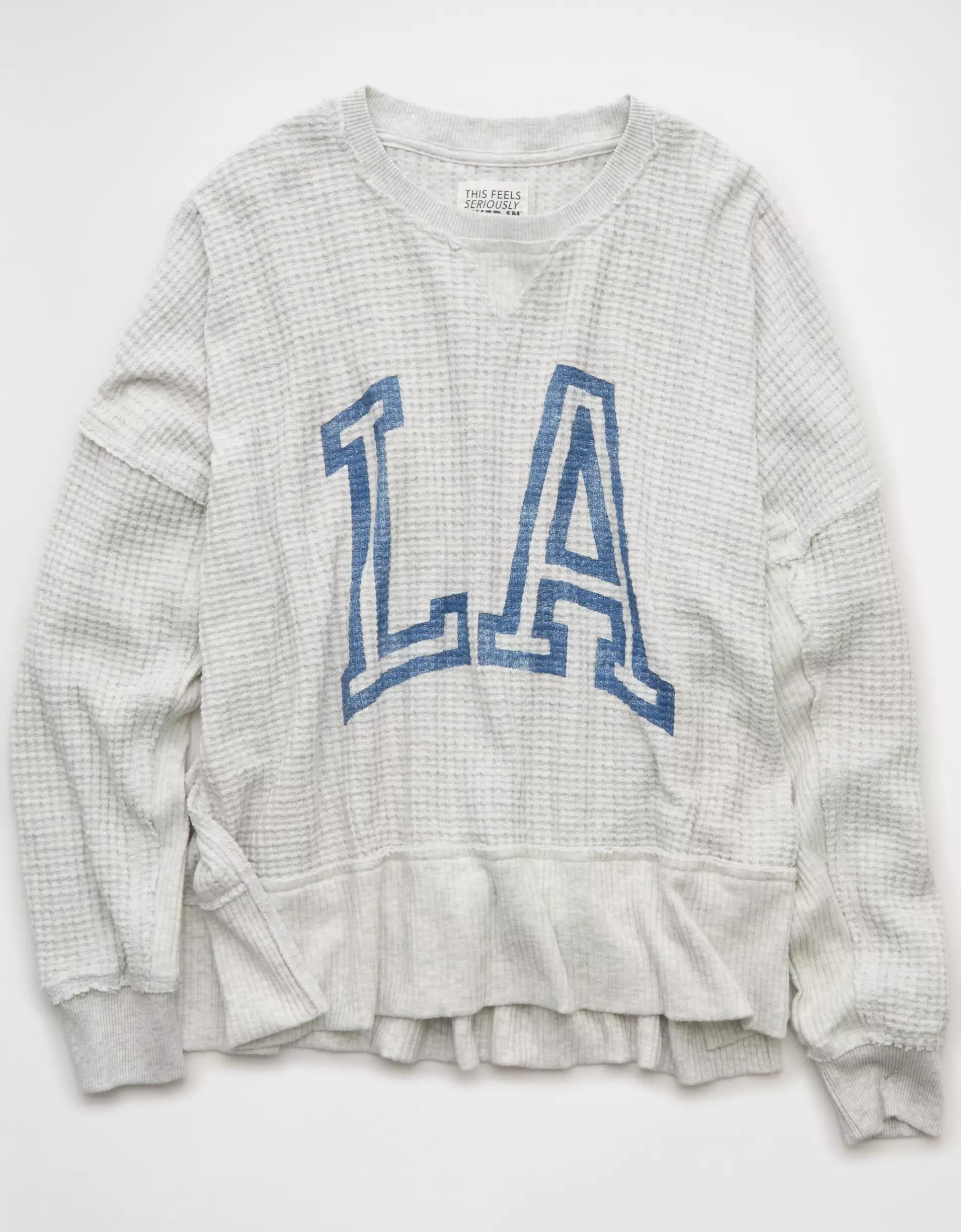 AE Big Hug Crew Neck Waffle Sweatshirt Product Image