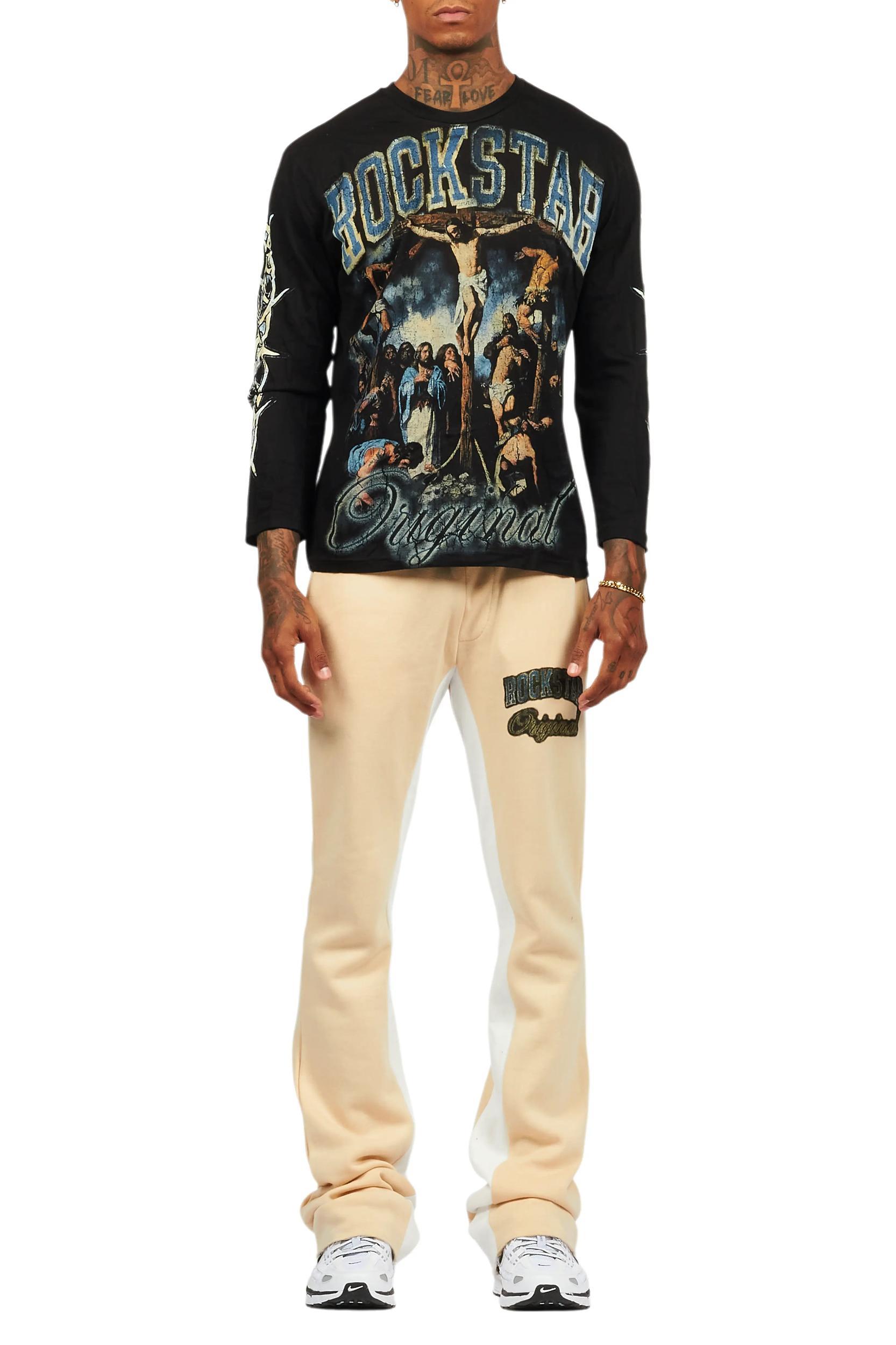 Waller Black/Burgundy Long Sleeve T-Shirt/Baggy Pant Set Male Product Image
