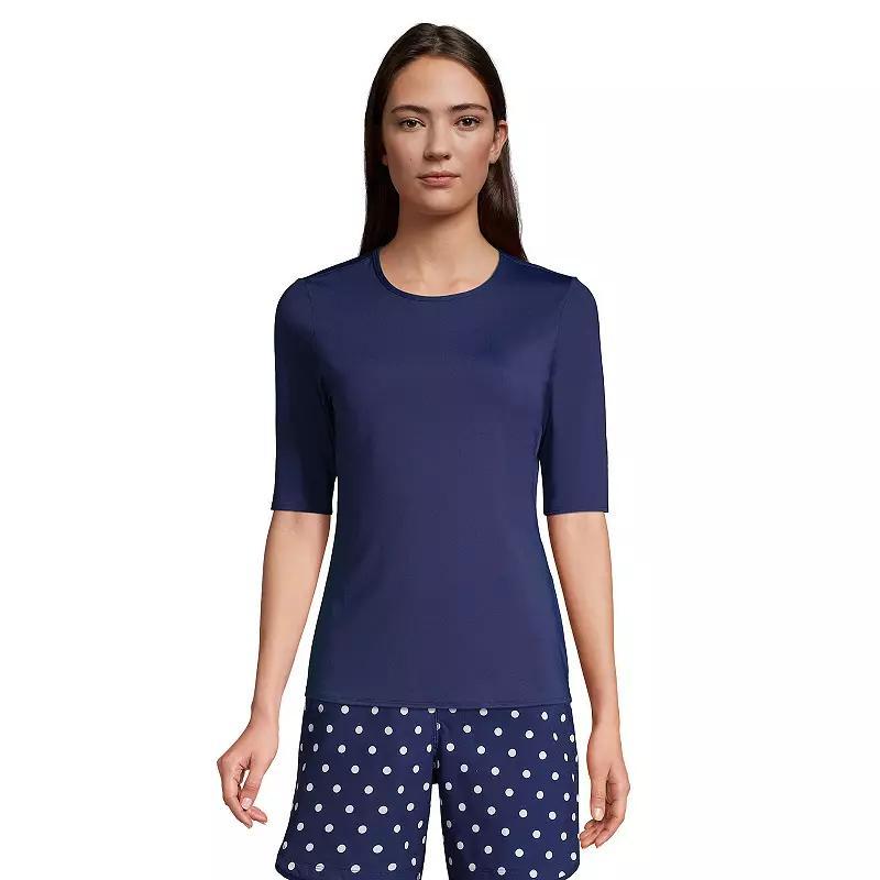 Petite Lands End UPF 50 Elbow-Sleeve Rash Guard Swim Tee, Womens Product Image