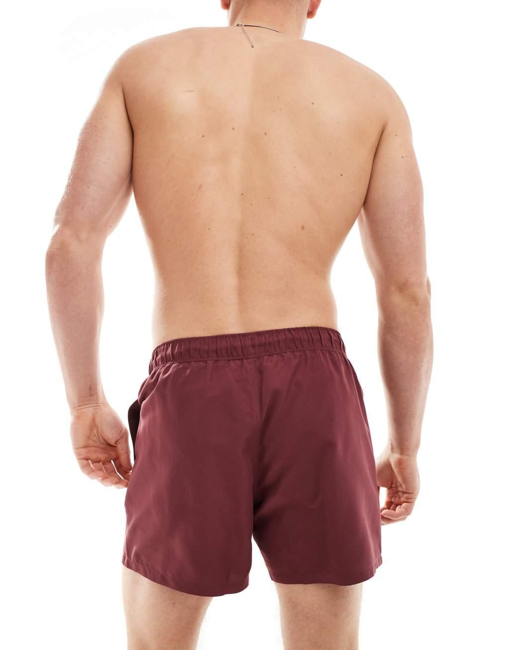 ASOS DESIGN swim short in short length in burgundy  Product Image