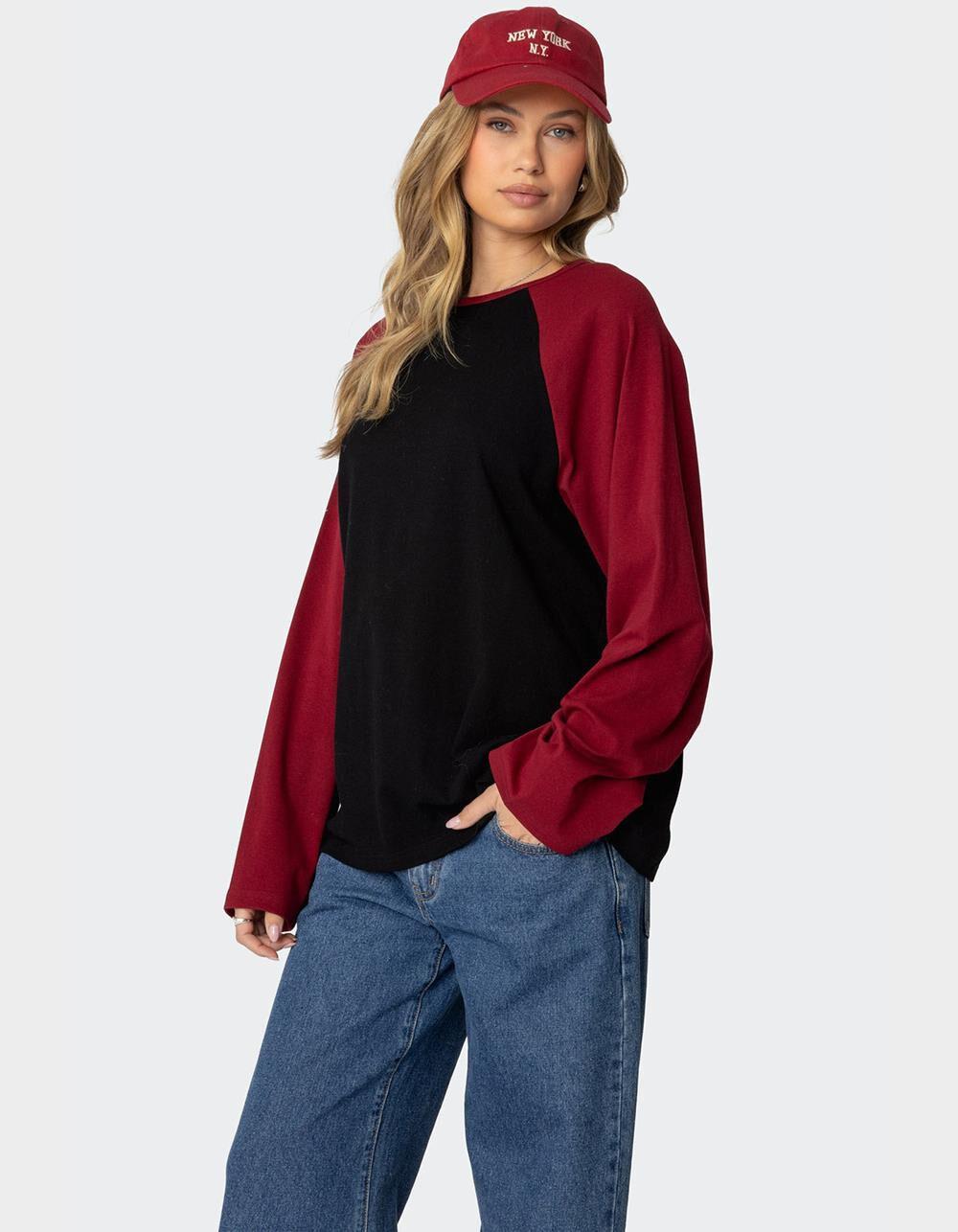EDIKTED Oversized Raglan Long Sleeve Tee Product Image