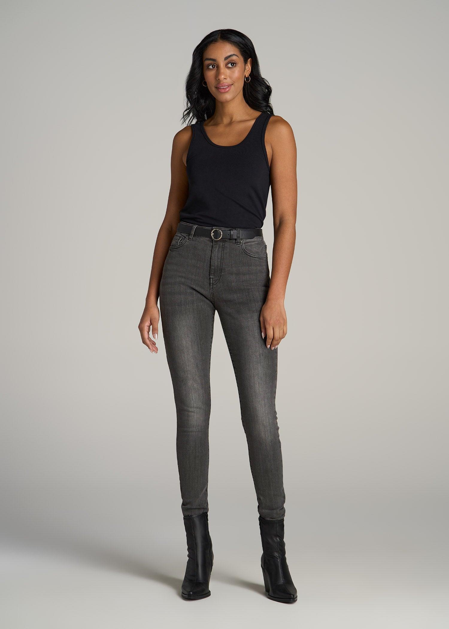 Slim Fit Jersey Tank Top for Tall Women in Black Product Image