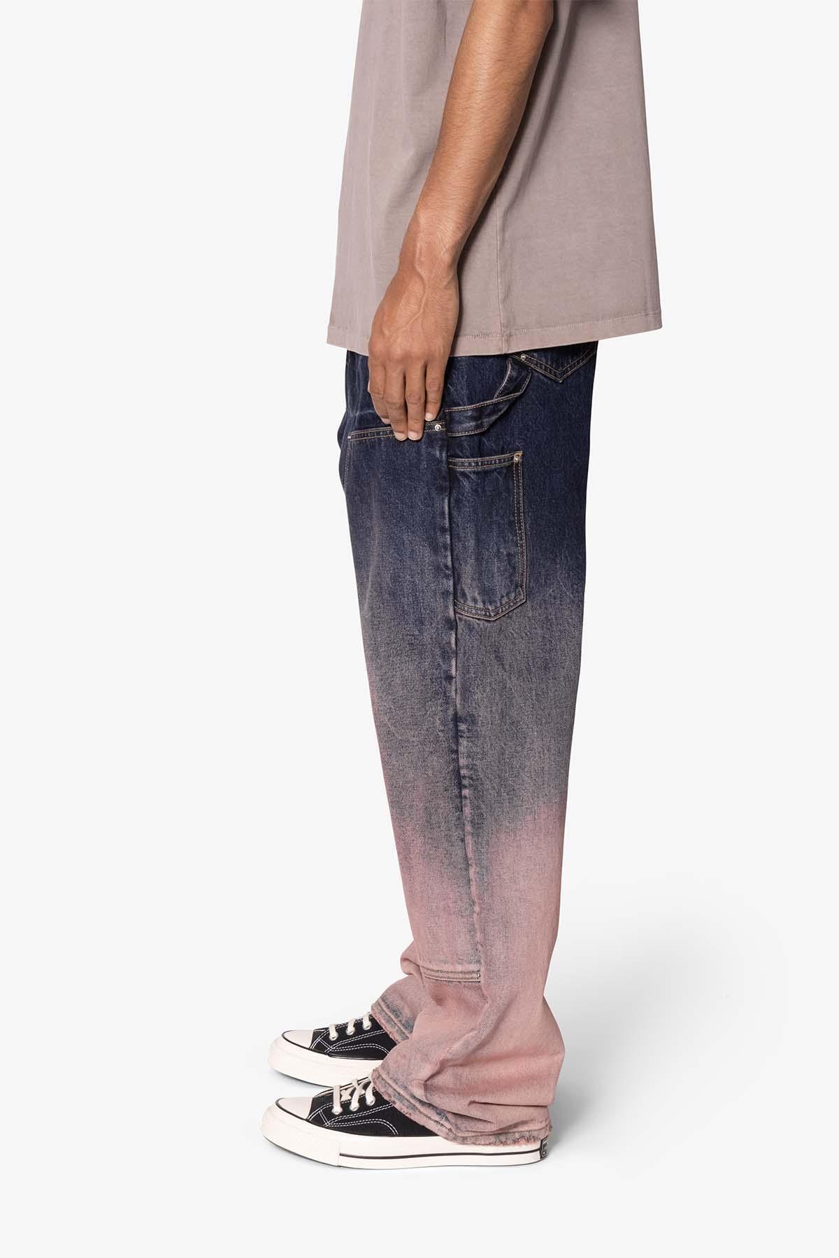 Ultra Baggy Gradient Double Knee Denim - Blue/Pink Product Image