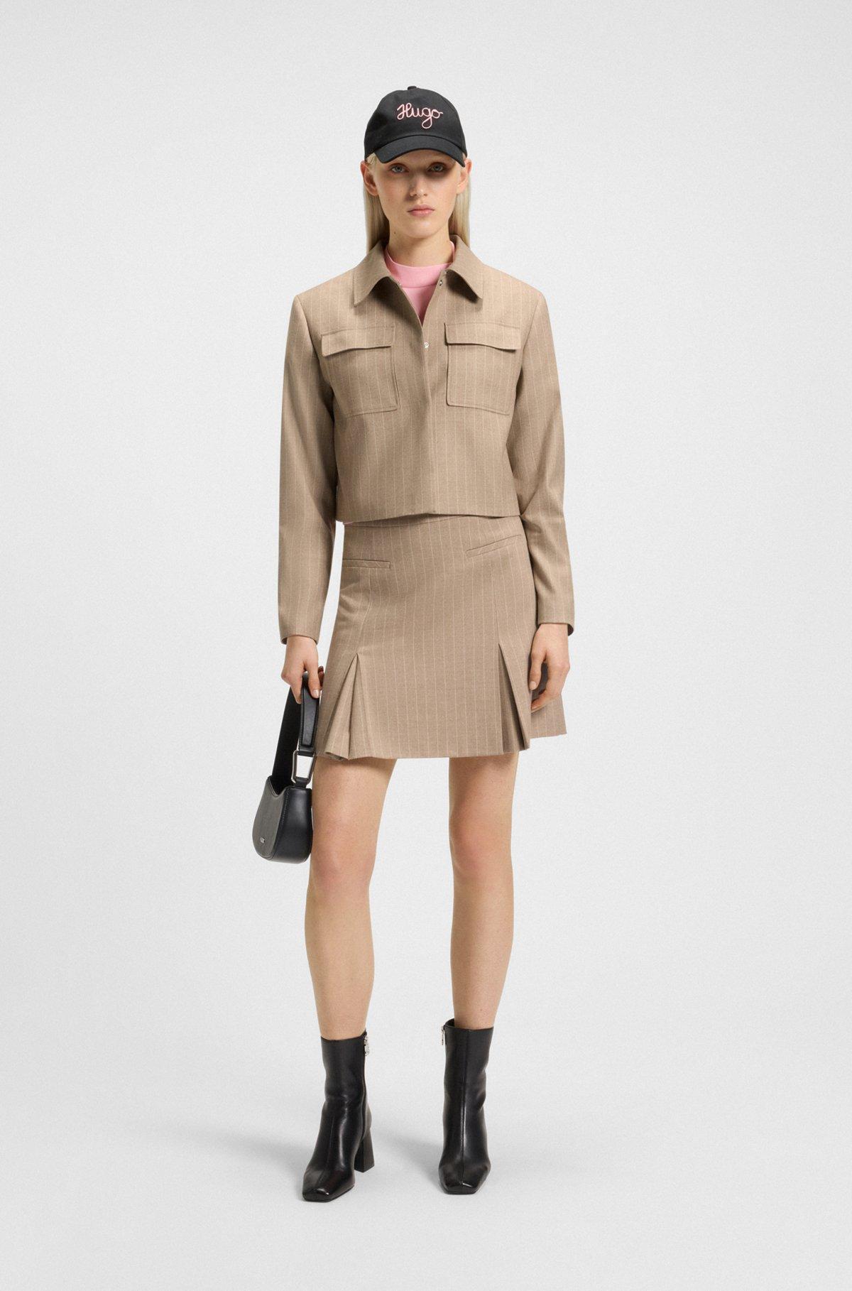HUGO - Relaxed-fit blazer in pinstripe flannel - Patterned Product Image