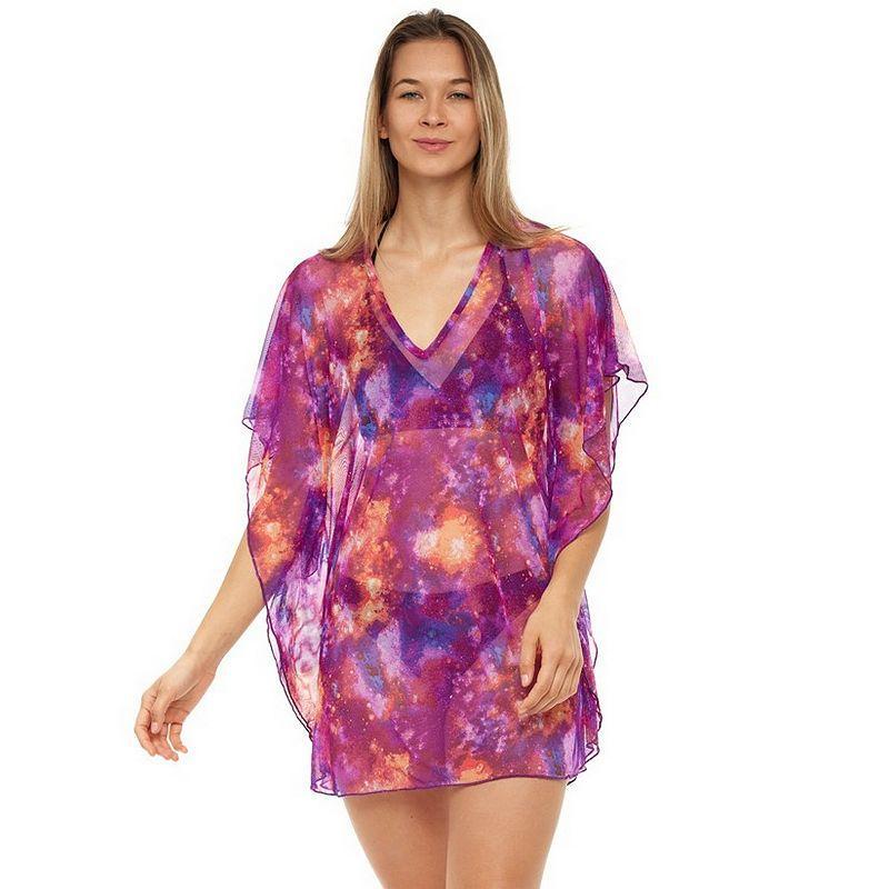 Women's Jordan Taylor Printed Mesh Kaftan Swim Cover-Up, Size: Small, Gray Product Image