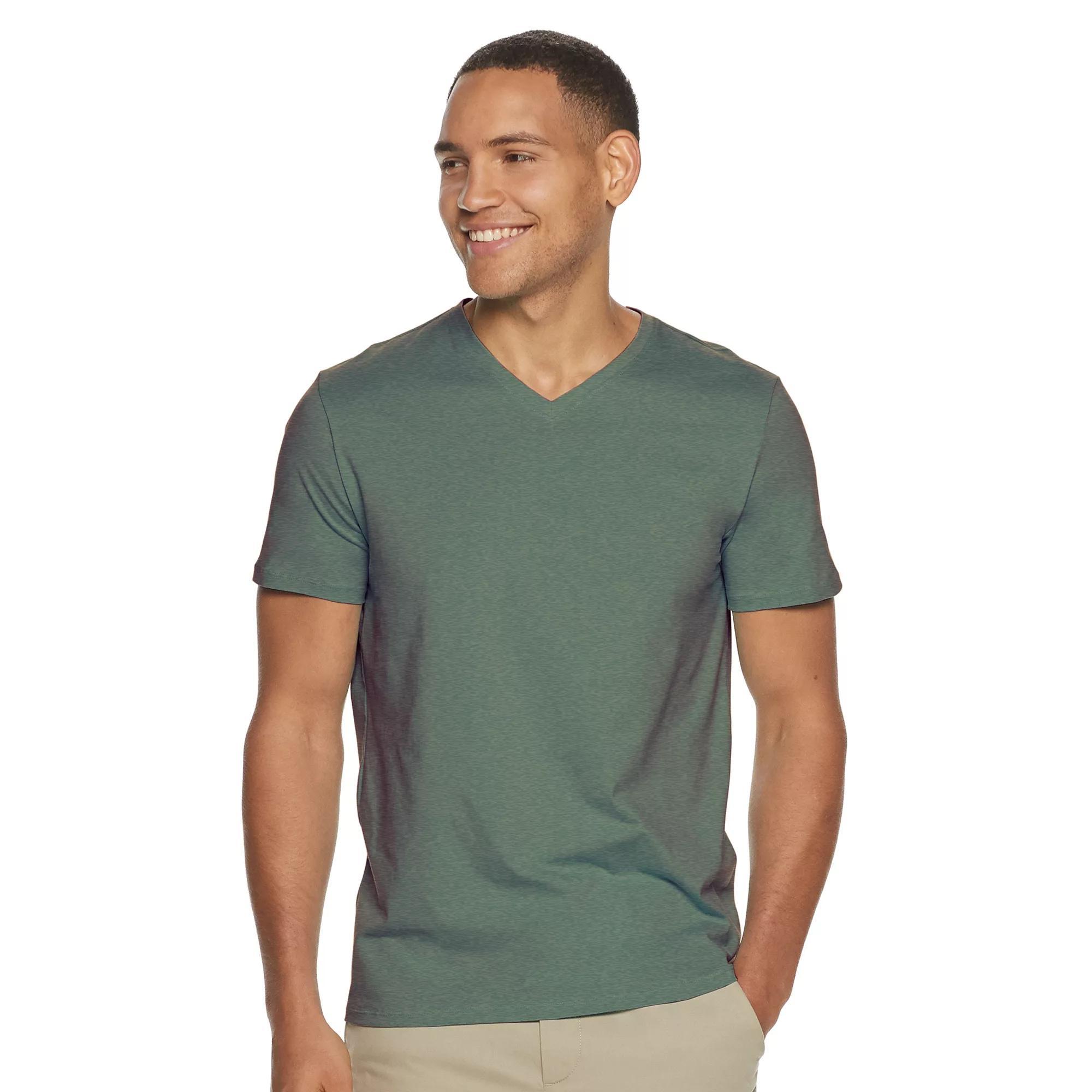 Men's Apt. 9® Premier Flex Short Sleeve V-Neck Tee, Size: Small, Aspen Green Product Image
