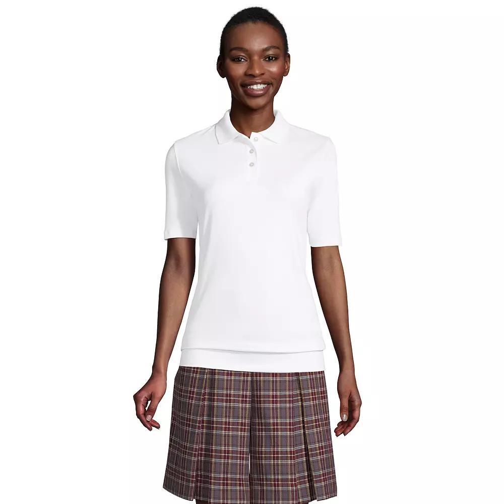 Women's Lands' End Short Sleeve Banded Bottom Polo Shirt, Size: Small, White Product Image