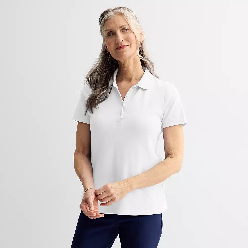 Women's Croft & Barrow® Essential Polo, Size: Large, Bright White Product Image