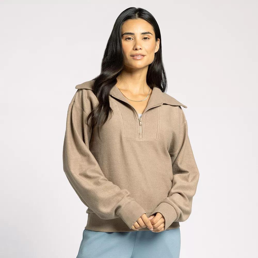 Women's Thread & Supply Cozy Half-Zip Long Sleeve Pullover, Size: XS, Light Pink Product Image