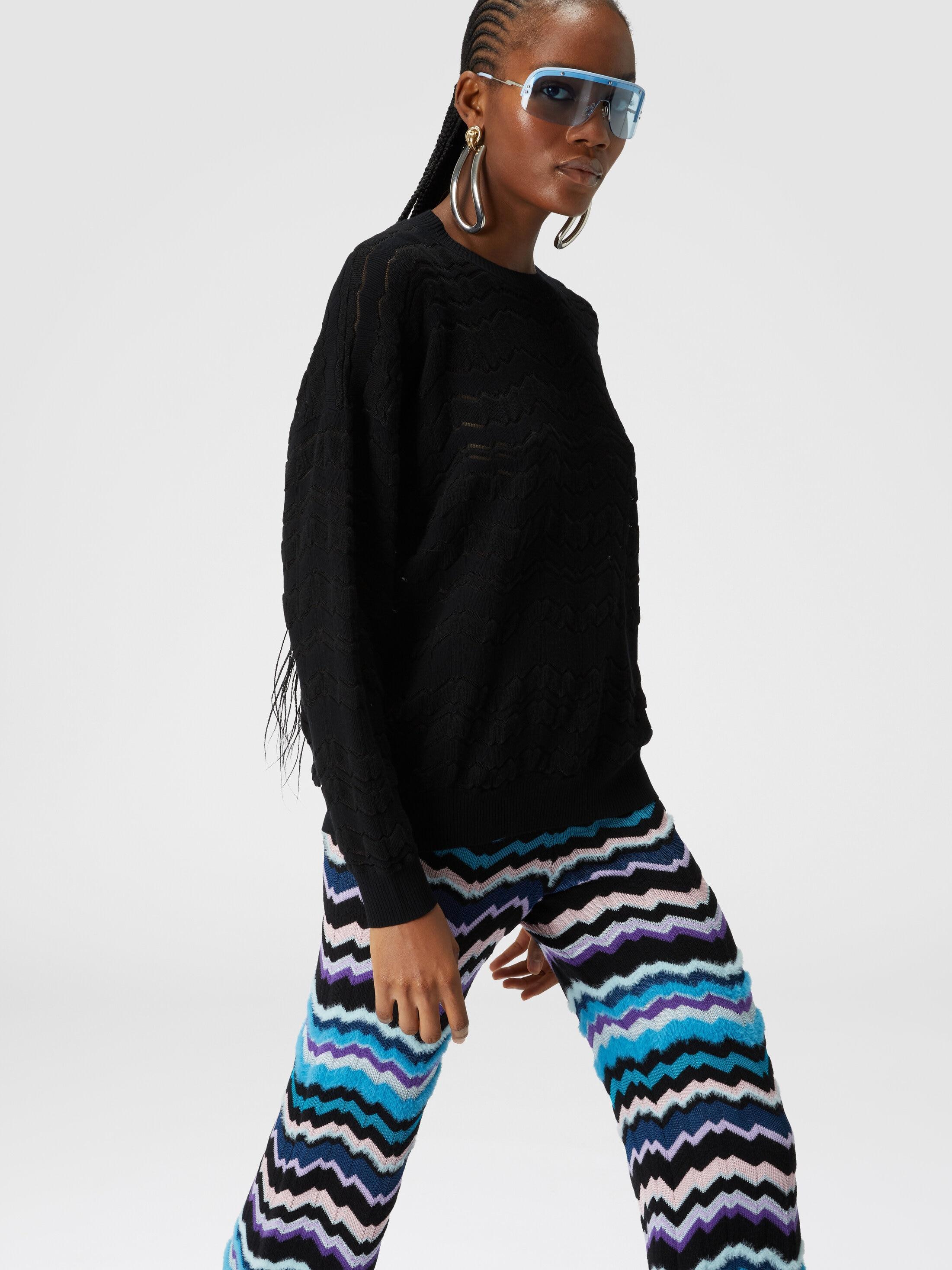 Trousers with Greek zig zag motif in viscose and wool Product Image
