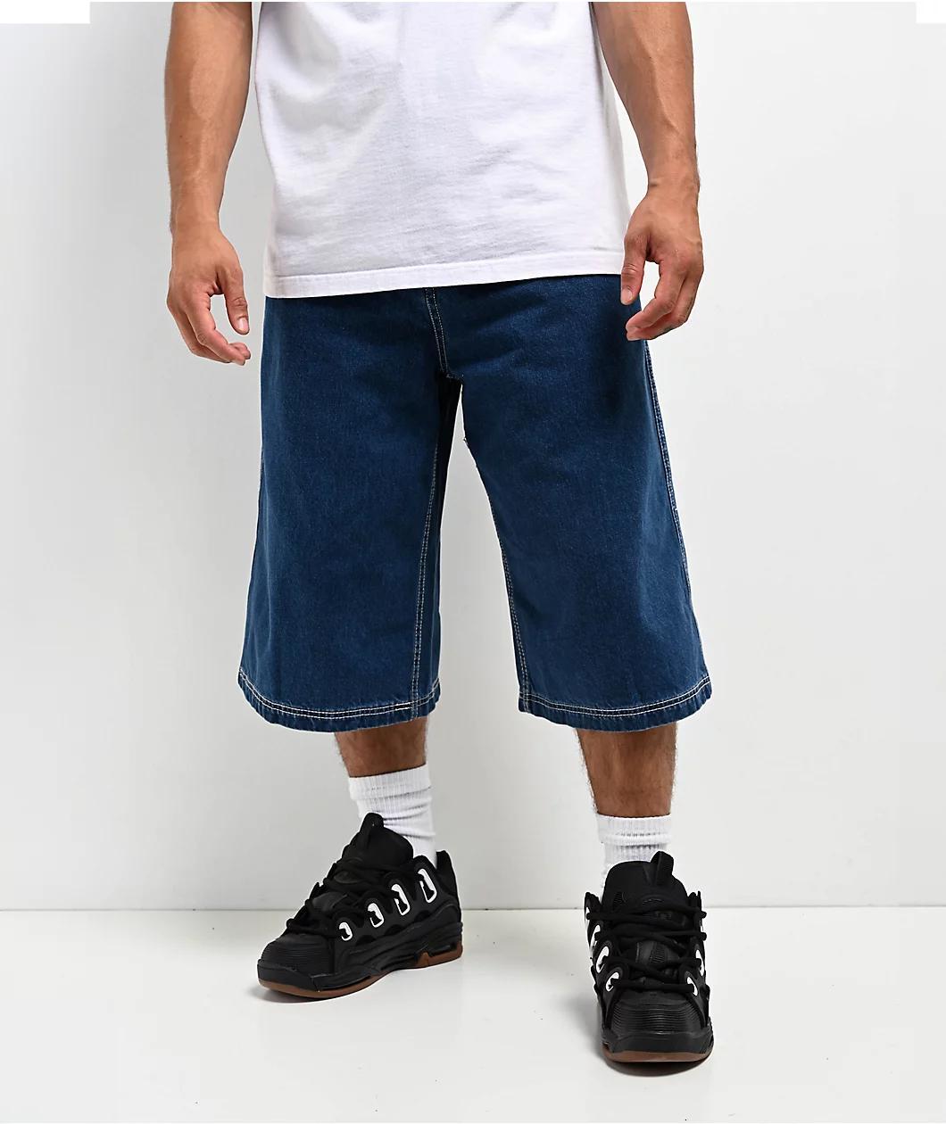 A.LAB Mega Rave Dark Blue Denim Skate Shorts Product Image