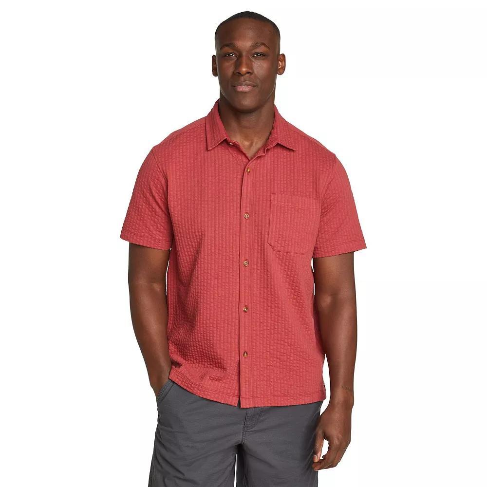 Men's Eddie Bauer Short Sleeve Alderpine Seersucker Shirt, Size: XXL, Dark Red Product Image